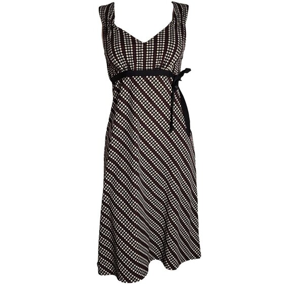 Ann Taylor Loft Dress Womens Size 2 Black Purple White Dots Sleeveless V Neck - Picture 1 of 8